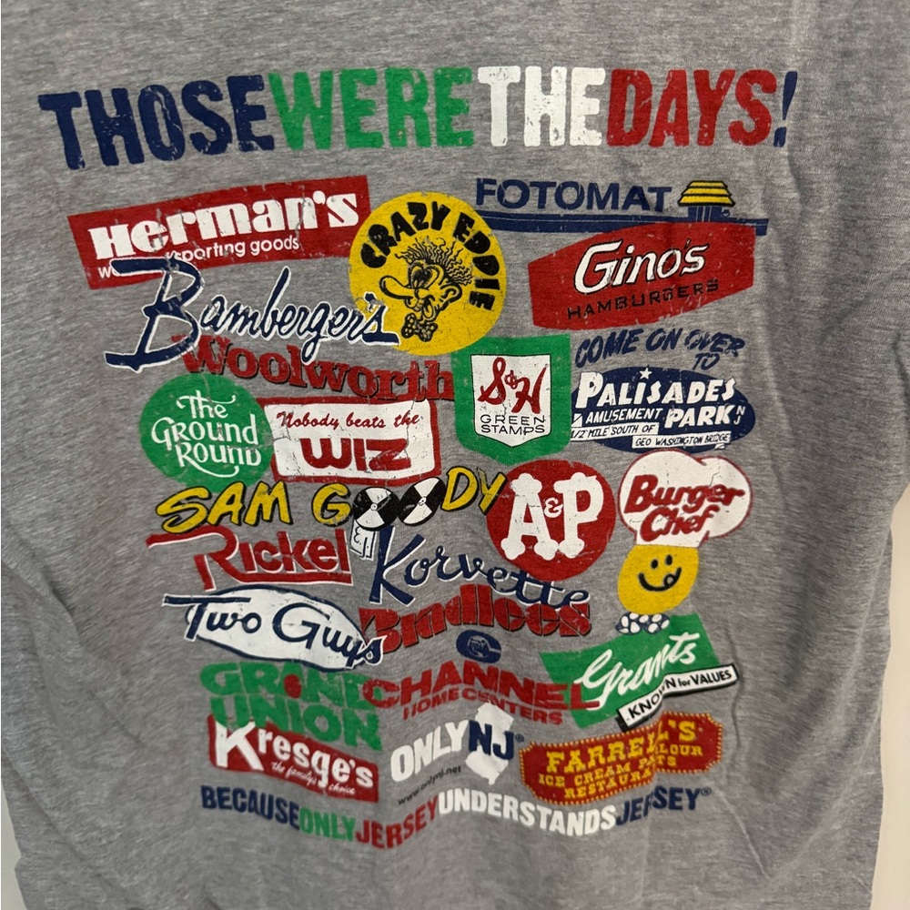 Only in NJ t shirt with famous defunct NJ brands and stores - Picture 2 of 5